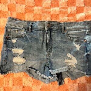 American Eagle Outfitters Light Blue Distressed Jean Shorts